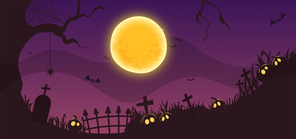 Background đêm trăng halloween