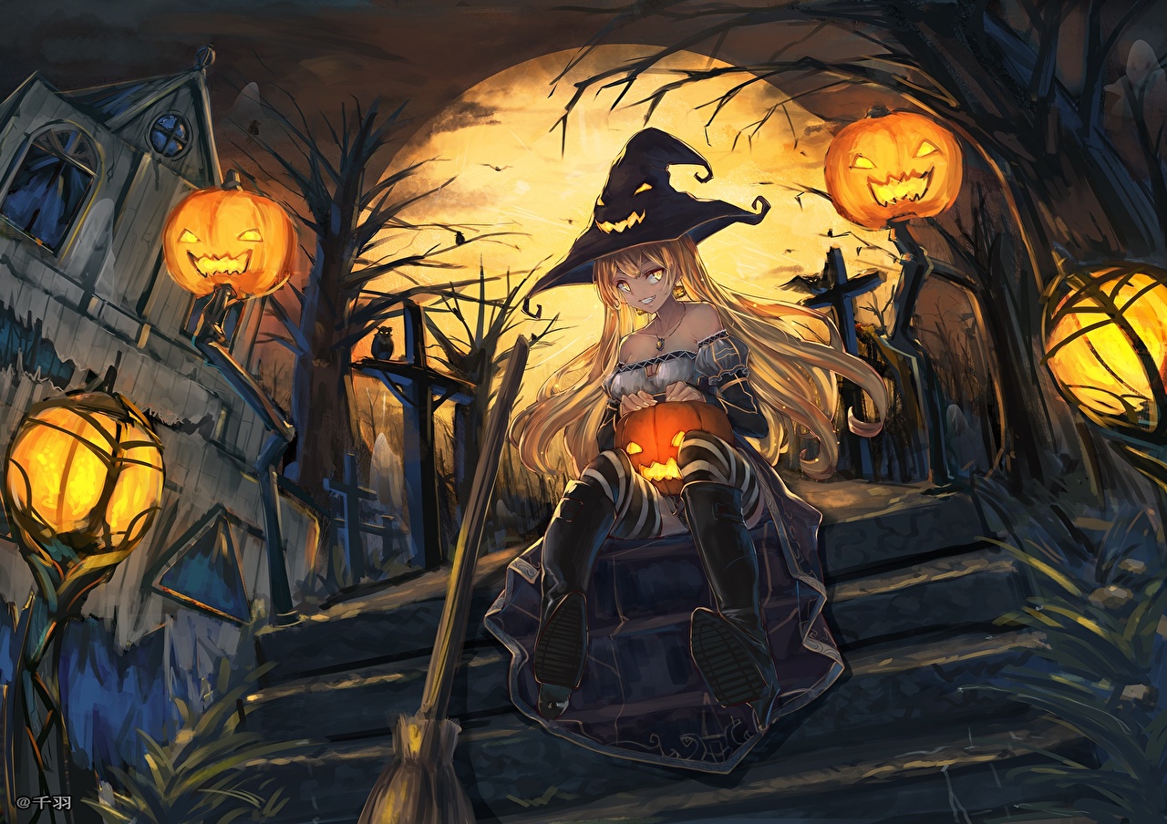 Hình anime halloween phù thủy