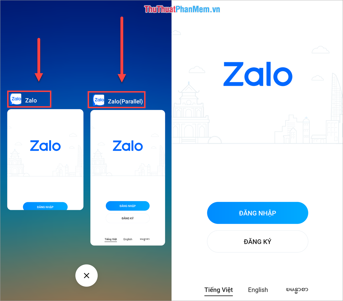 Kết quả là điện thoại có hai ứng dụng Zalo sử dụng hai tài khoản khác nhau.