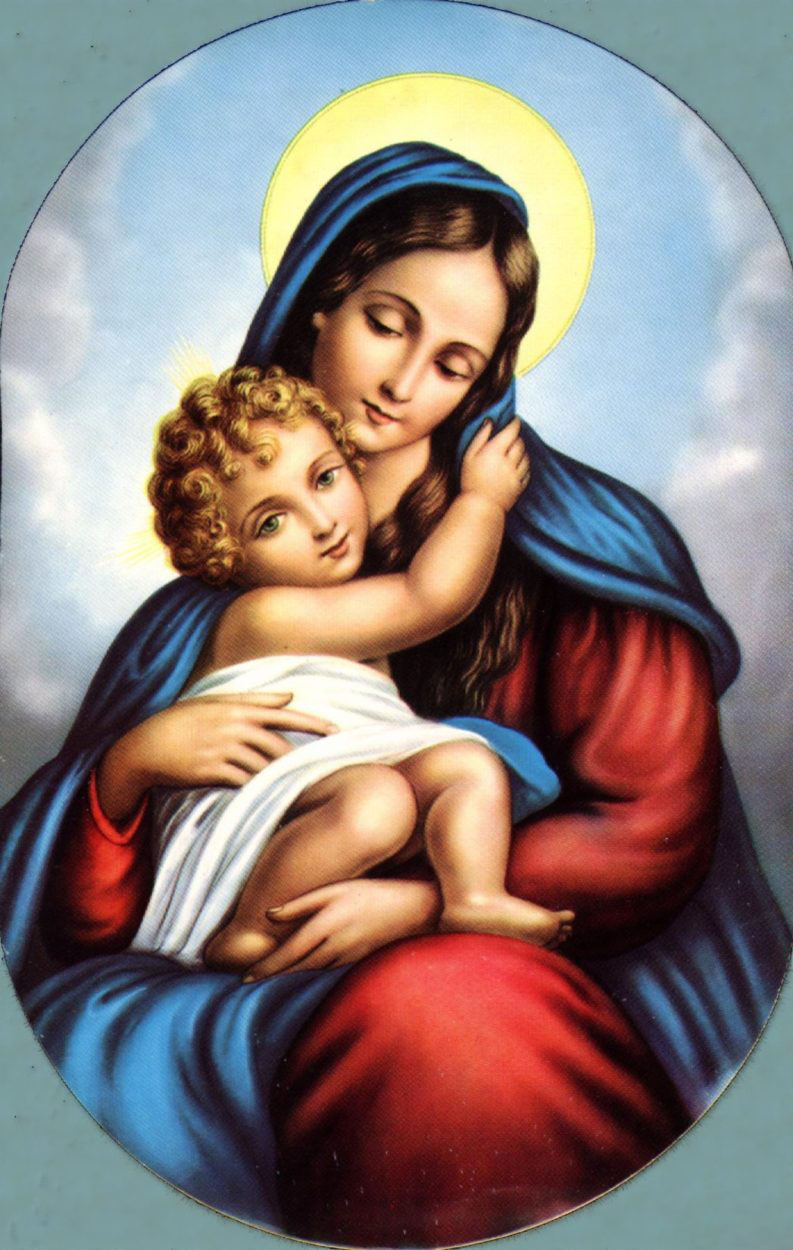 Tranh công giáo hình đức mẹ maria bế con  Thế giới tranh đẹp