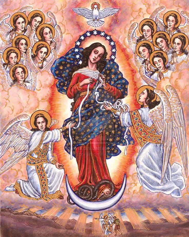 Hình ảnh mẹ Maria cùng các thiên thần