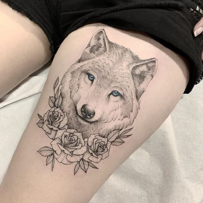 Hình Tattoo chó sói đẹp 