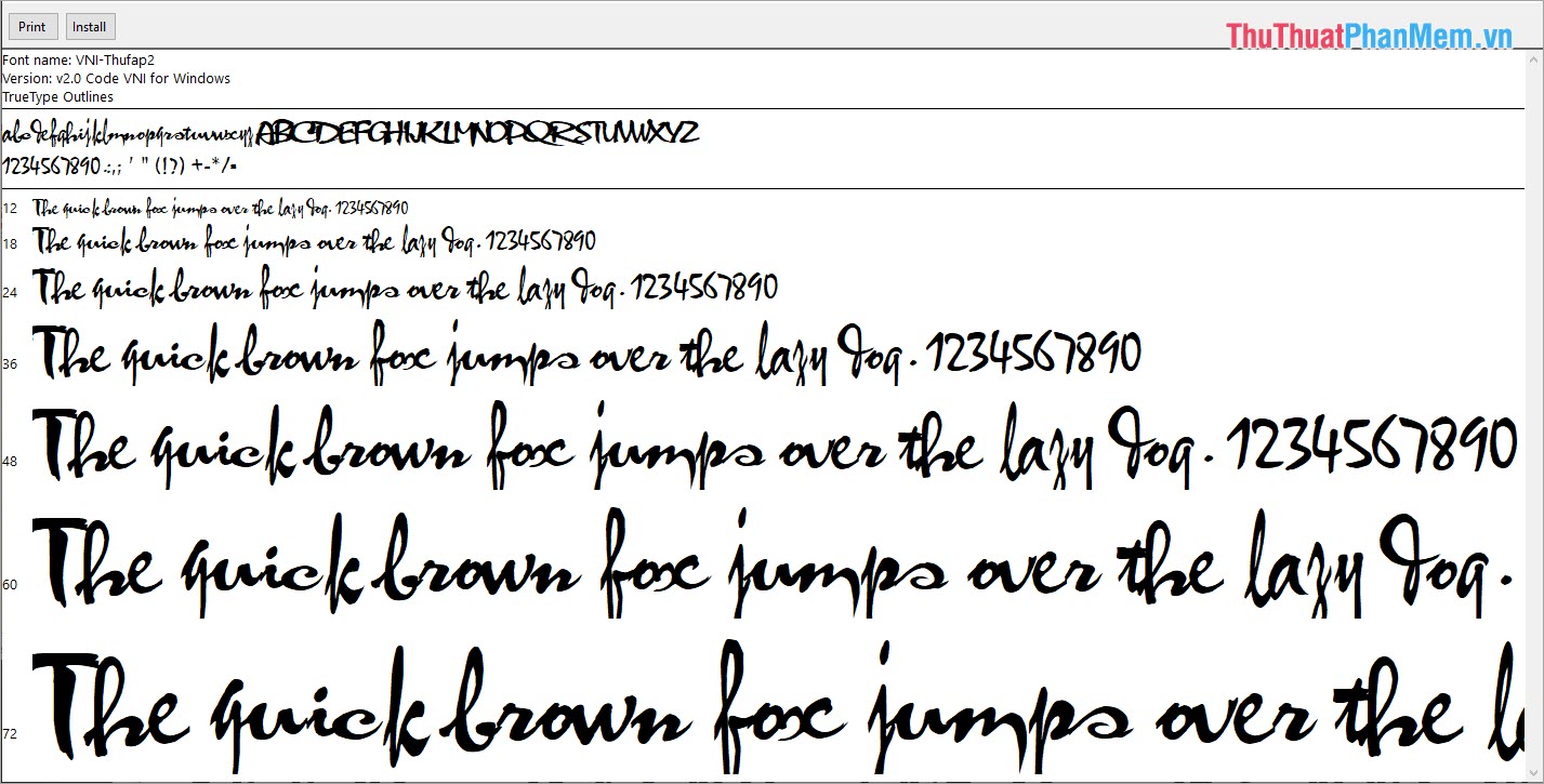 Font Thư Pháp chuẩn kiểu gõ Unicode