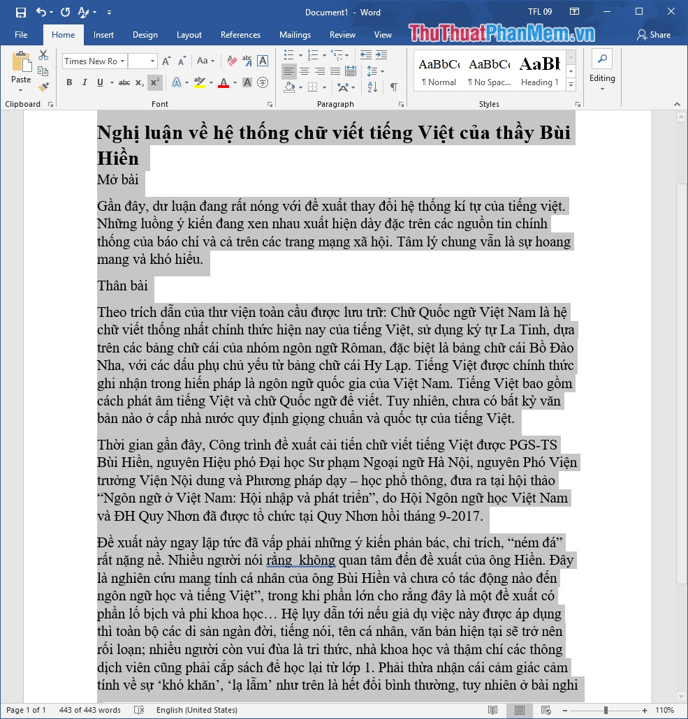 Sao chép toàn bộ nội dung bôi đen