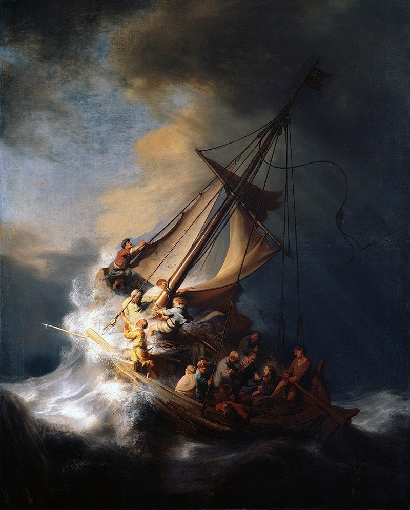 Bức tranh vẽ một cơn bão trên biển của Rembrandt