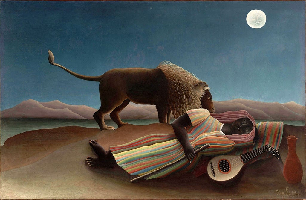 Bức tranh gypsy đang ngủ của henri rousseau