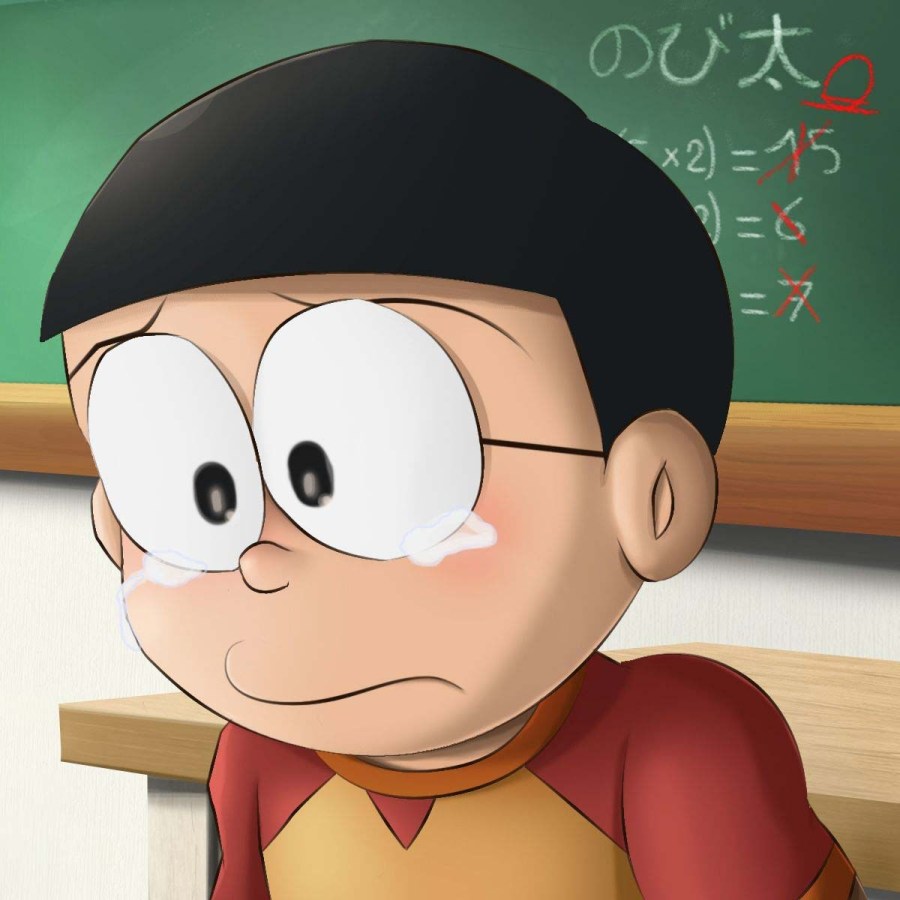 Hình ảnh Nobita buồn bã khi mắc lỗi