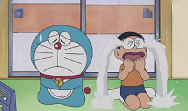 Ảnh Nobita buồn: khóc
