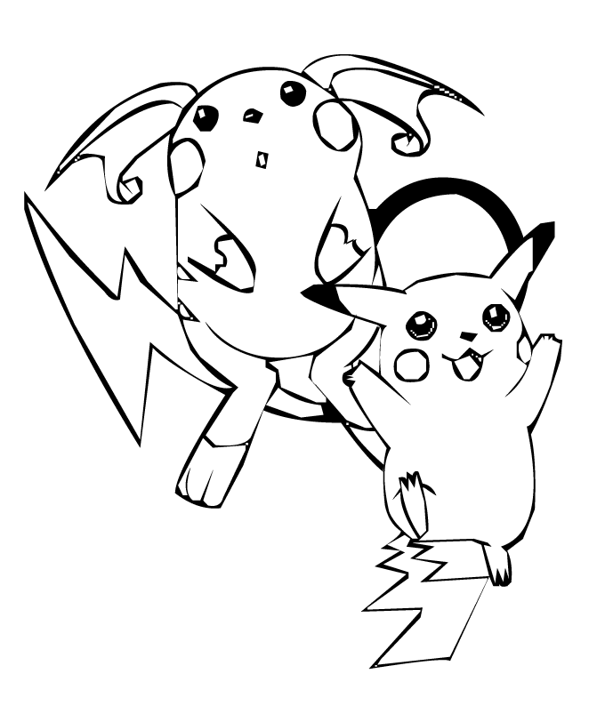Tranh tô màu pikachu cặp đôi