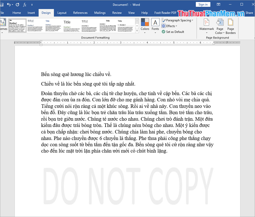 Bạn sẽ có dấu Watermark trên trang viết của mình