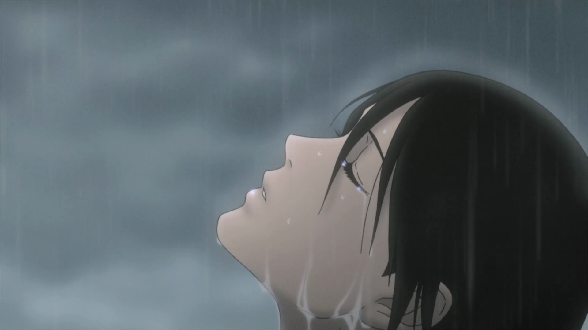 Hình nền anime chàng trai rất cô đơn dưới cơn mưa này