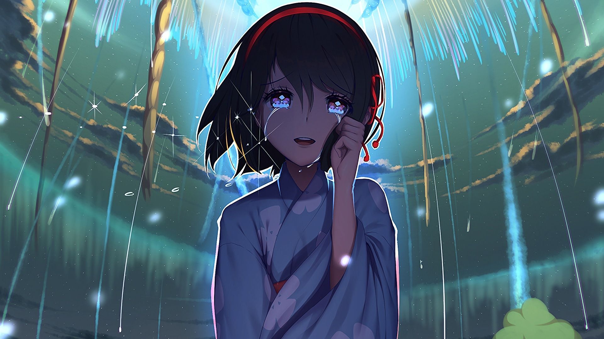 Hình nền anime cô gái khóc thầm