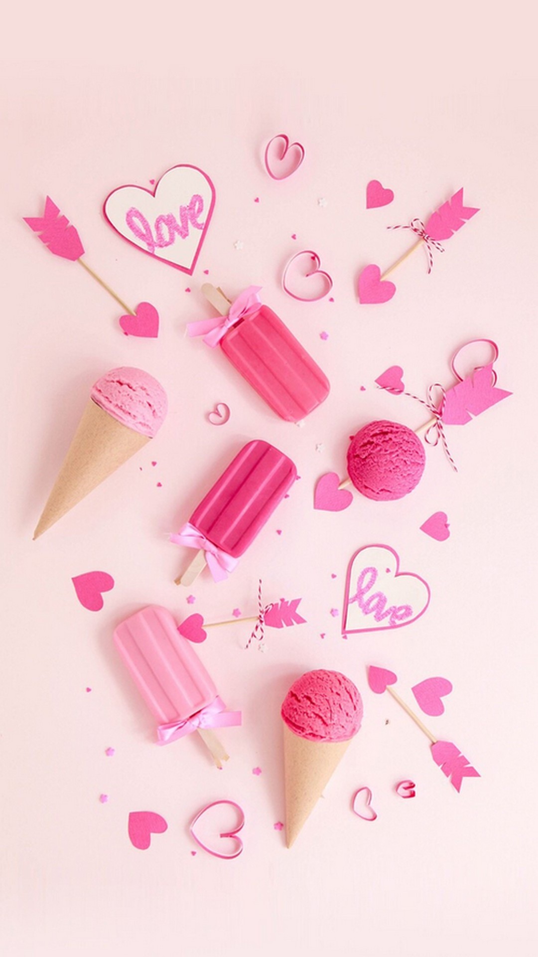 Hình nền màu hồng dễ thương với kem