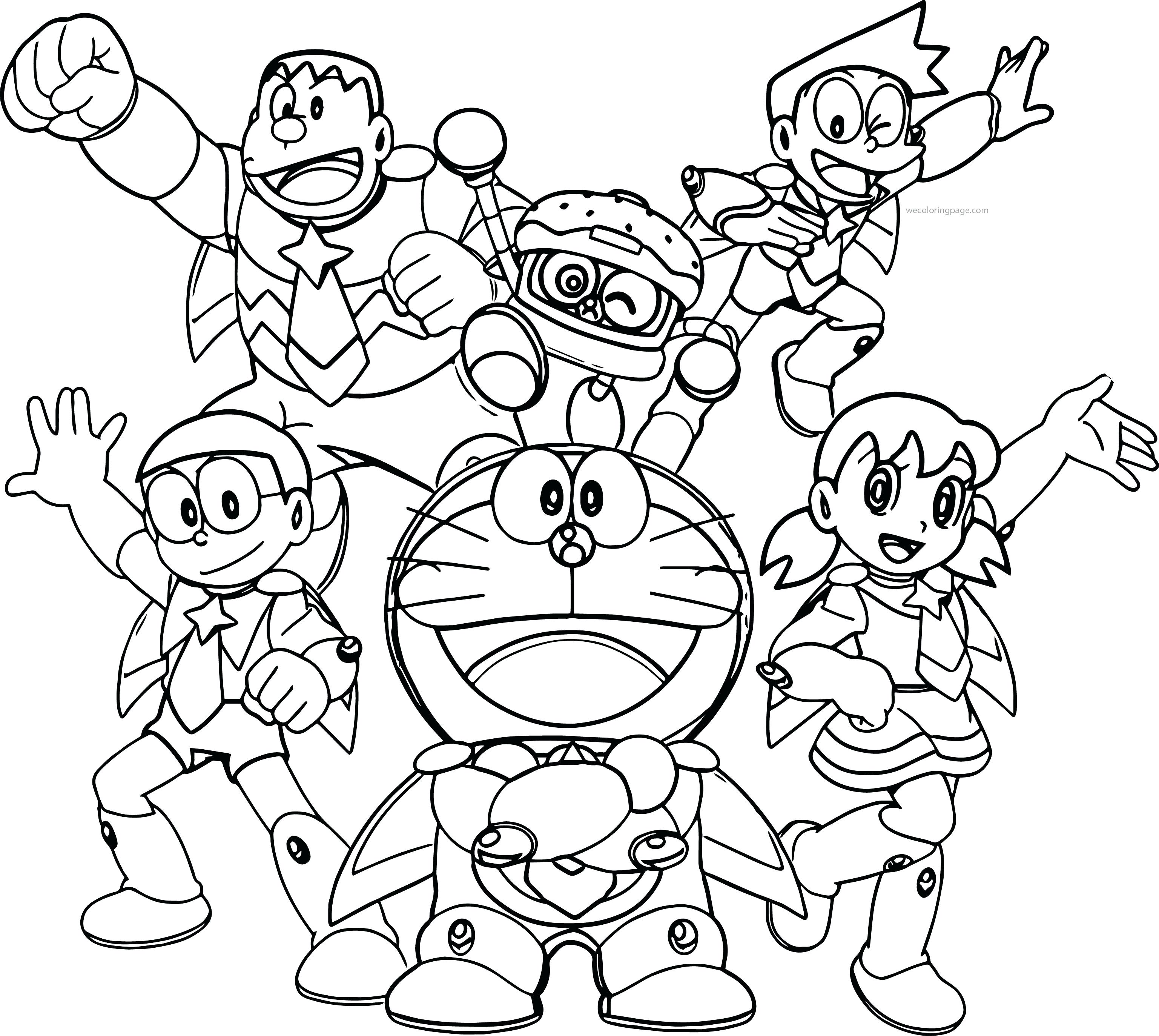 Tranh tô màu Doraemon và bạn bè