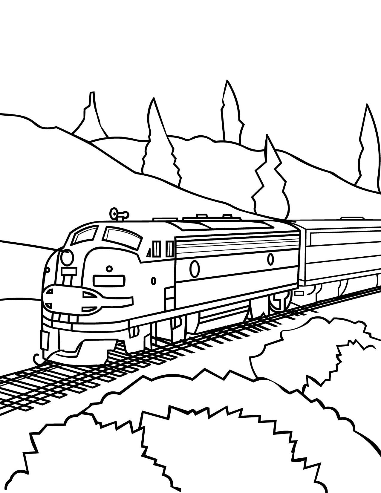 Trang màu xe lửa đơn giản đẹp cho trẻ em 