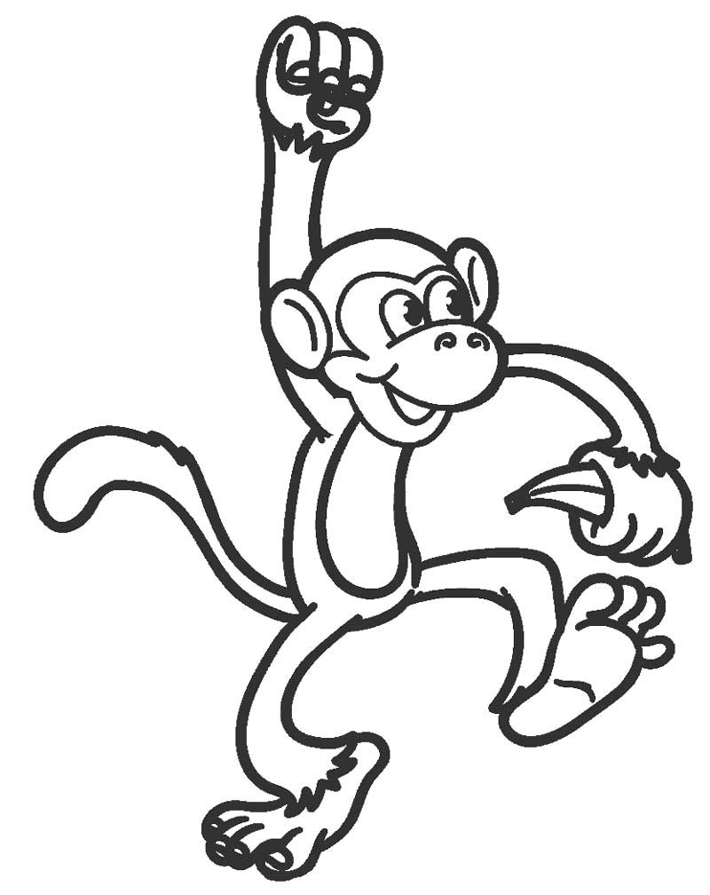 Tranh tô màu con khỉ vui nhộn