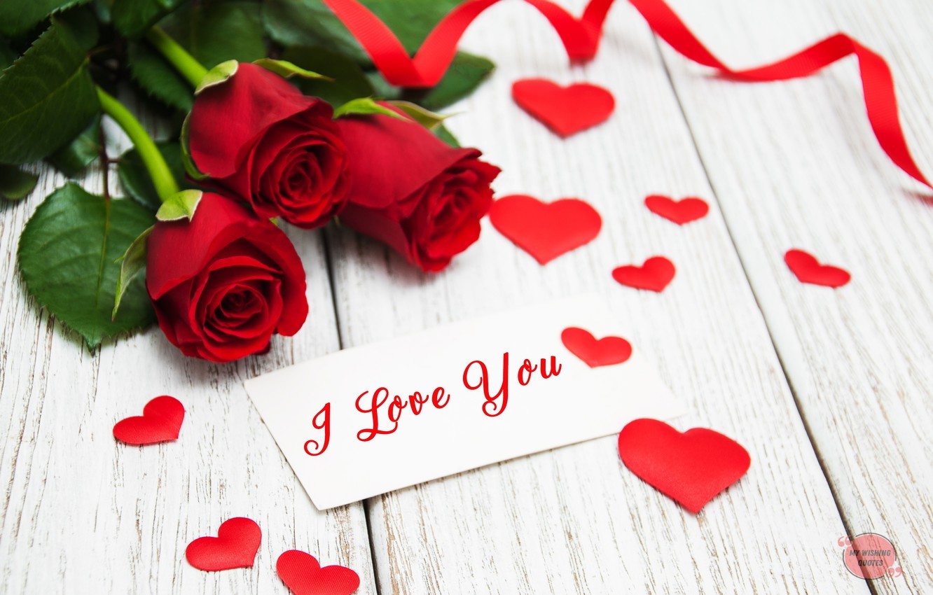 Hình ảnh chữ I Love You và hoa hồng