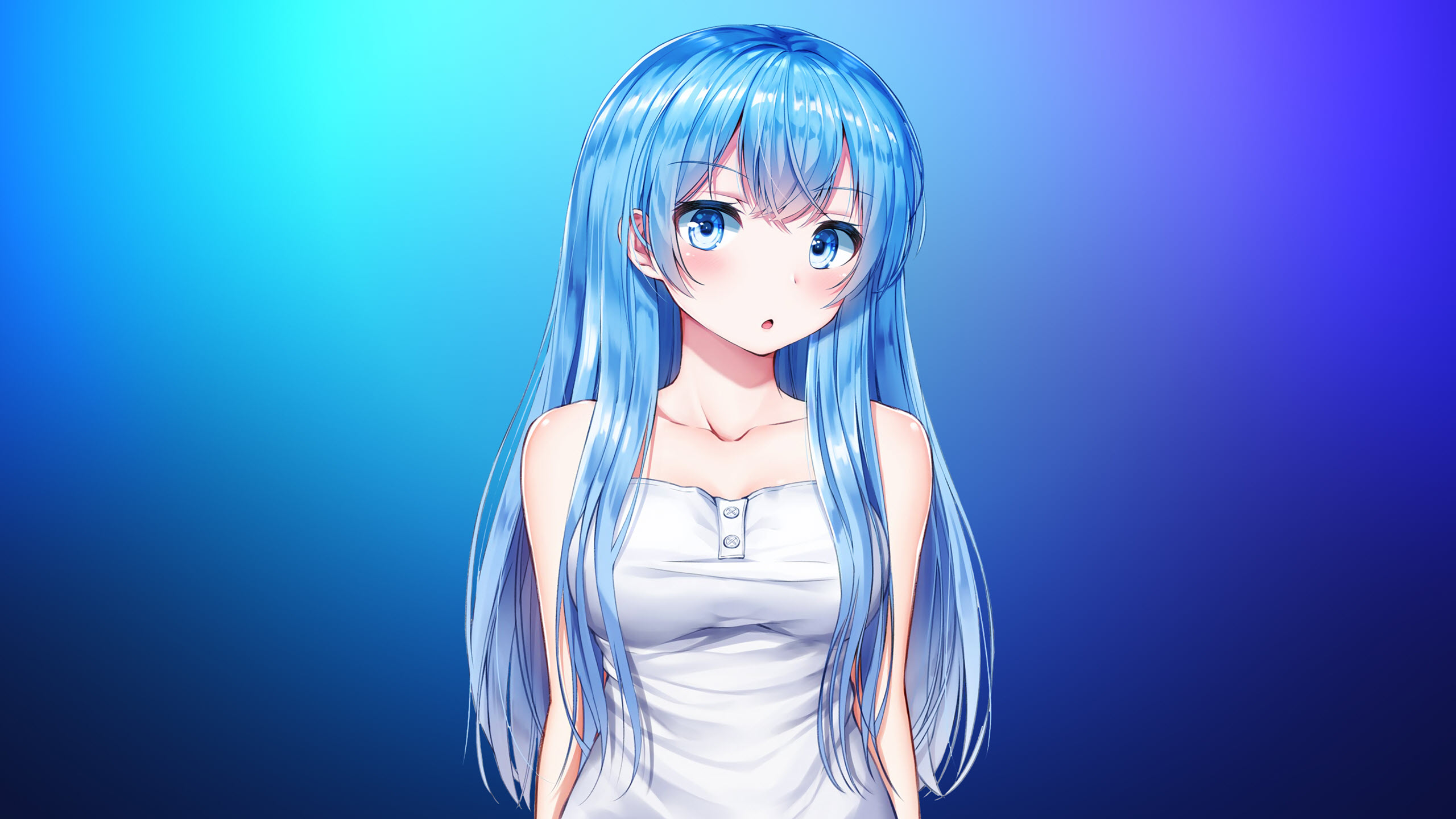 Hình nền anime girl màu xanh dễ thương