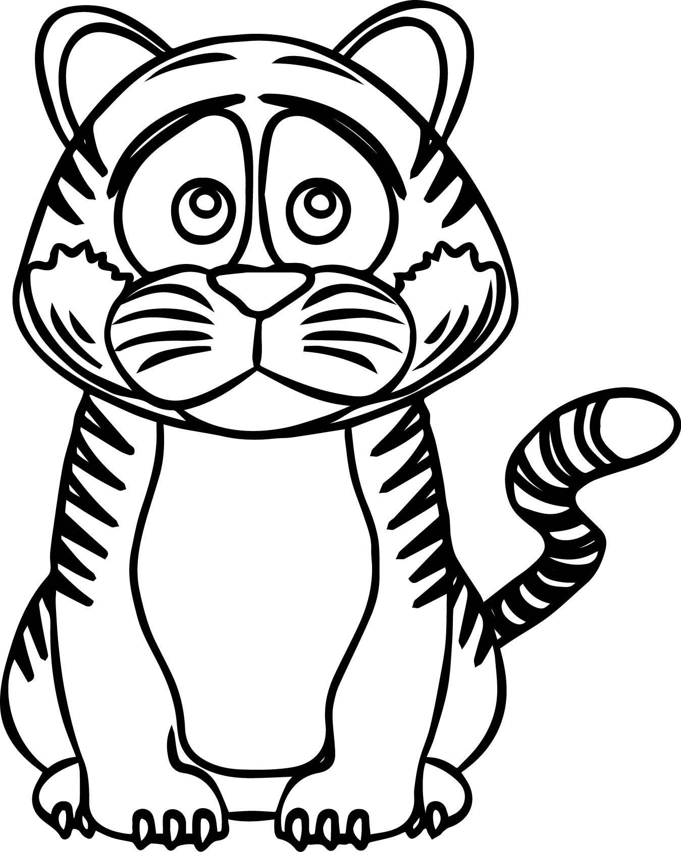 Hình vẽ tranh tô màu con hổ con mập mạp
