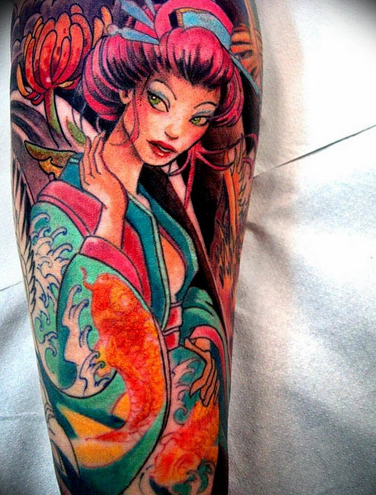 Mẫu hình xăm cô gái geisha