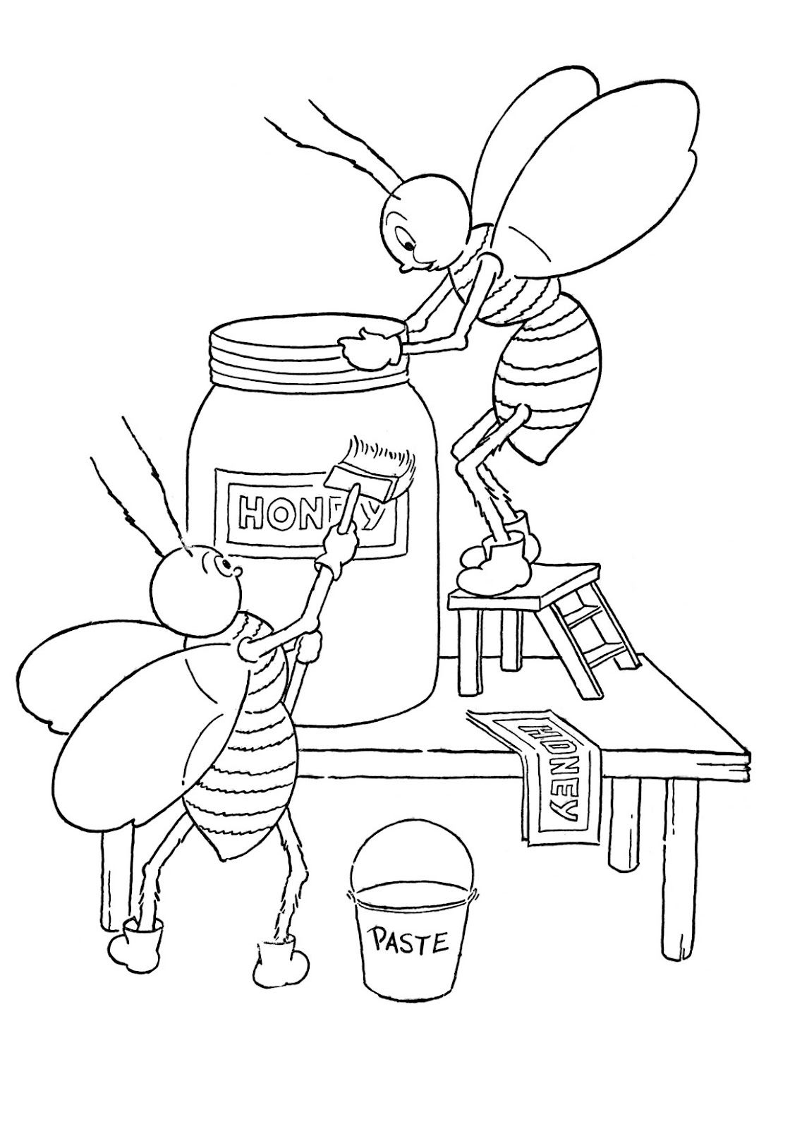 Tranh tô màu sắc mang đến nhỏ bé chú ong đang được thao tác làm việc tô điểm hũ mật