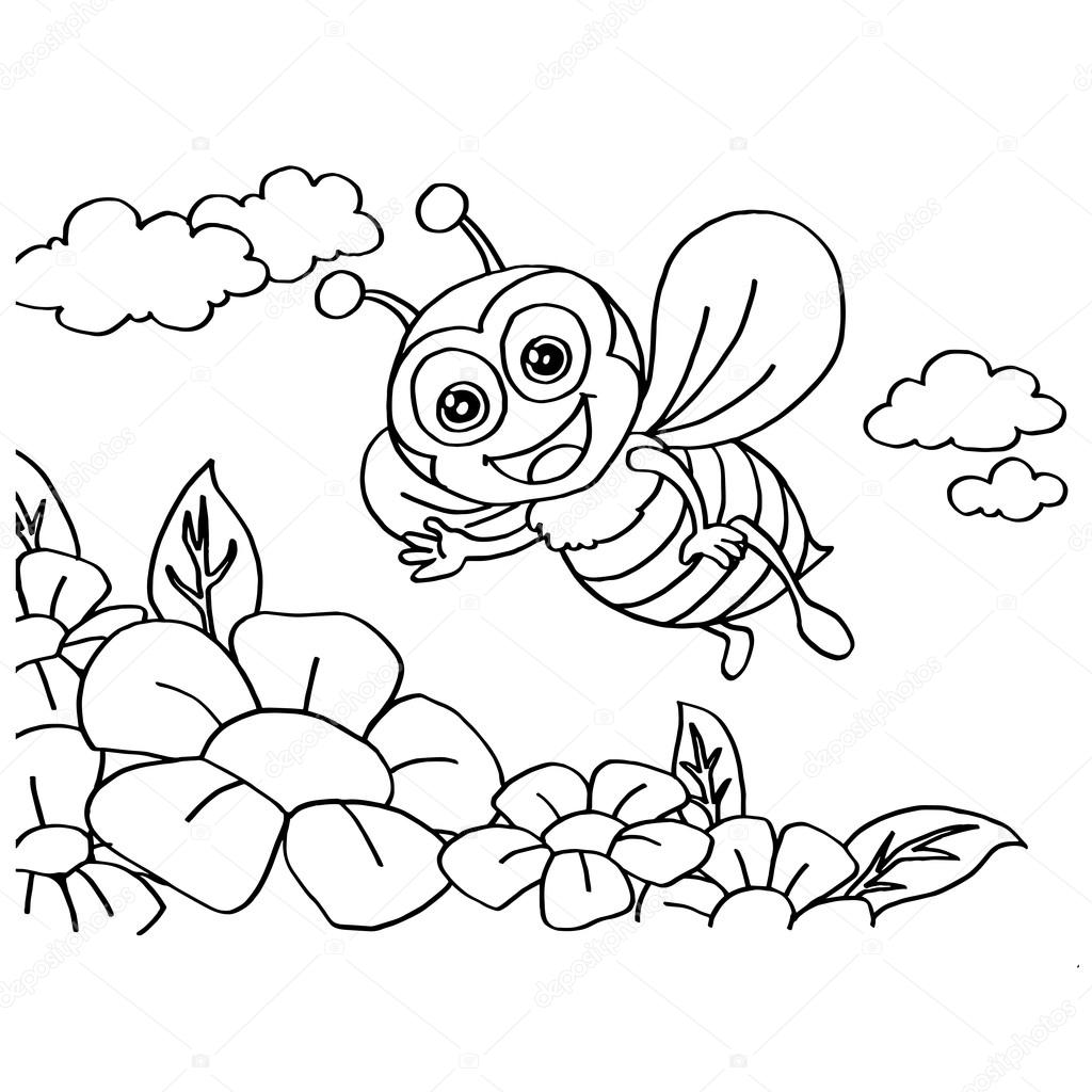 Tranh tô màu chú ong đáng yêu
