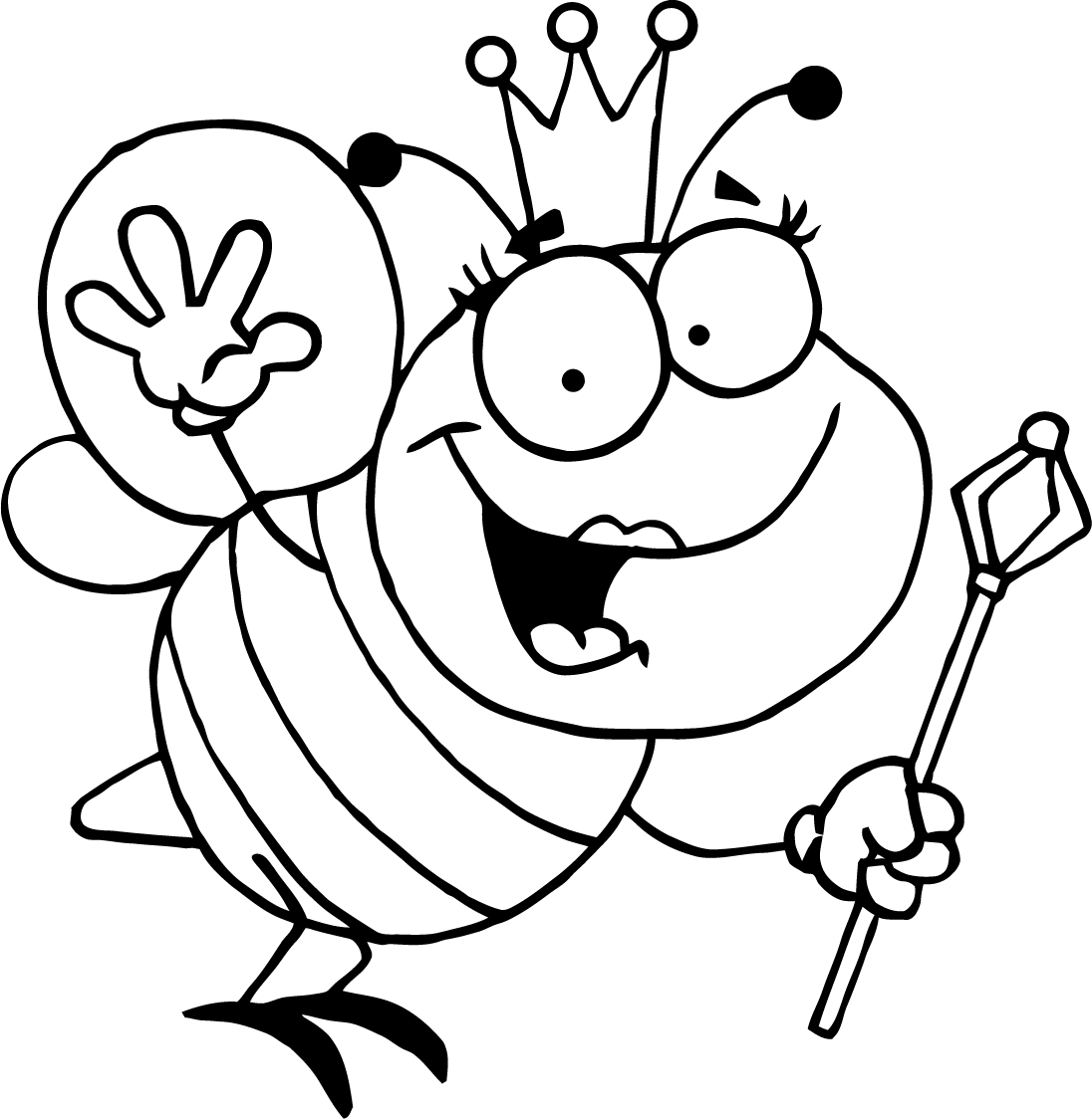 Tranh tô màu sắc chú ong với vương vãi miện và quyền trượng