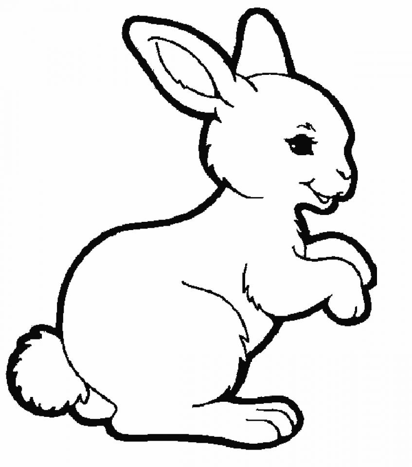 Tranh tô màu chú thỏ đang cười mỉm