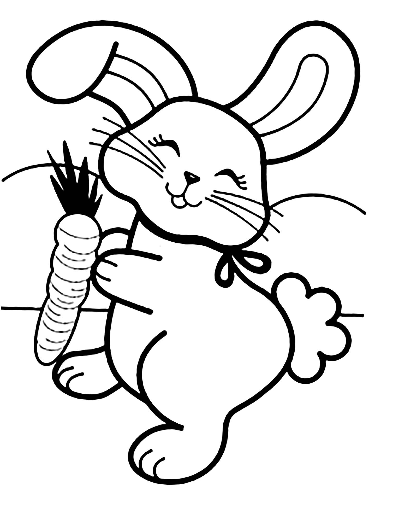 Tranh tô màu chú thỏ vui vẻ cầm củ cà rốt