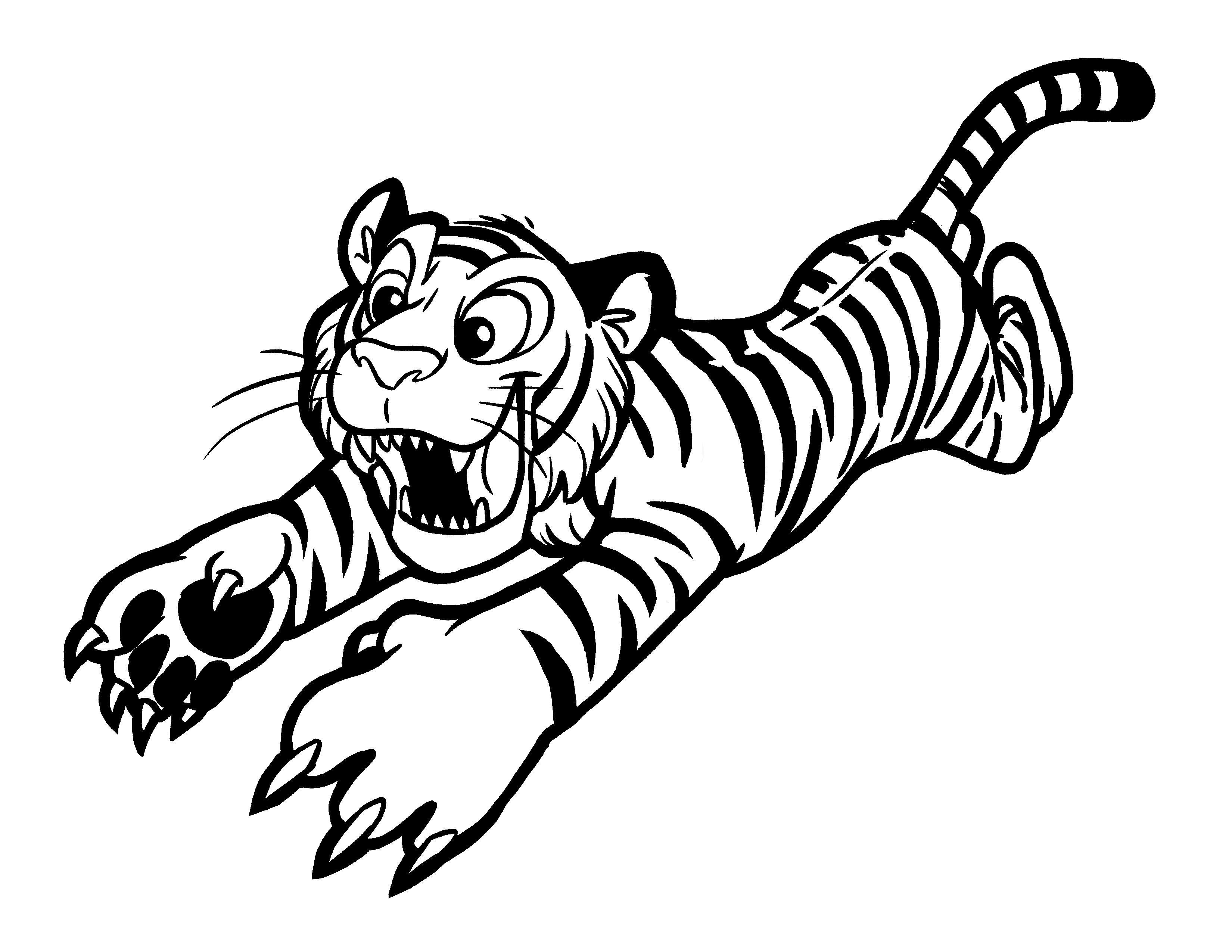 Trang tô màu của con hổ đang đến gần