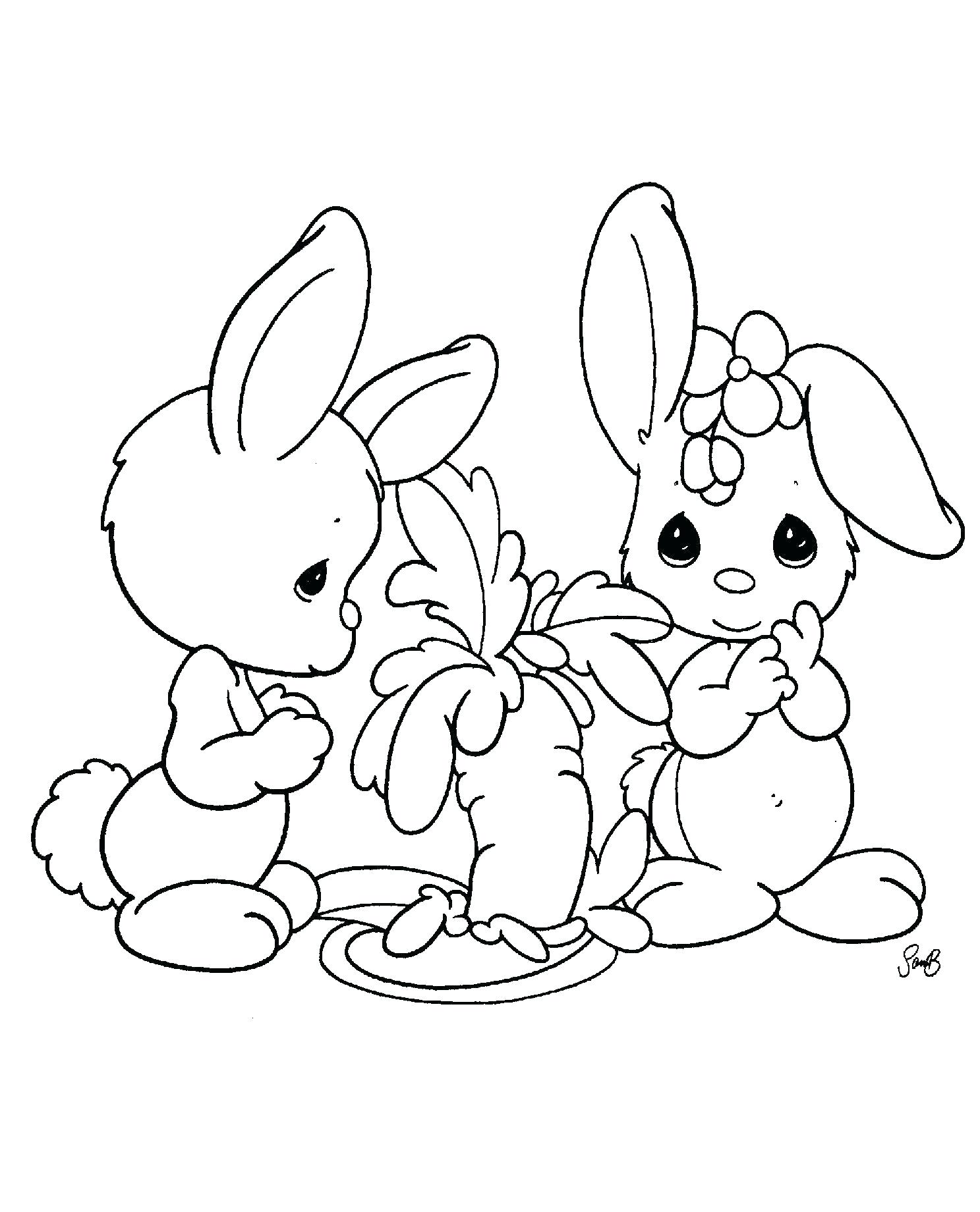 Tô màu hai con thỏ và cà rốt