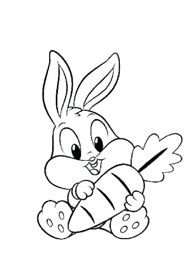 Phim hoạt hình tô màu một con thỏ ngạc nhiên cầm củ cà rốt