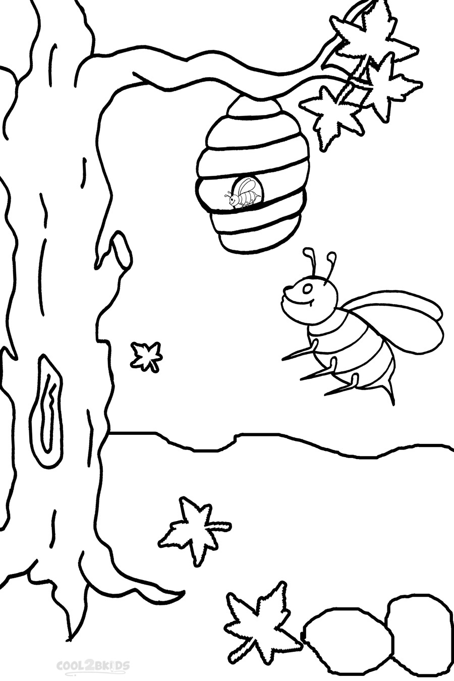Tranh tô màu ong và tổ ong