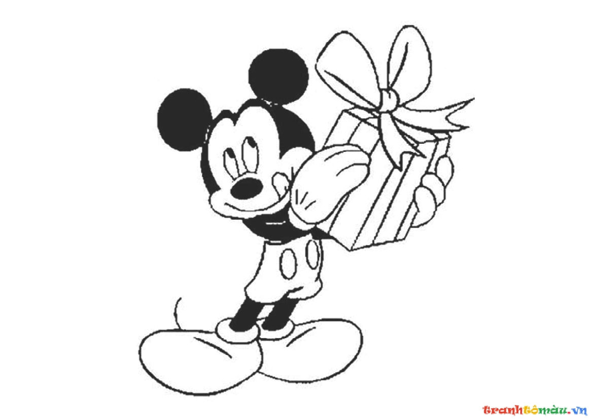 Hình ảnh Mickey đòi tiền chuộc bằng hộp quà đen trắng