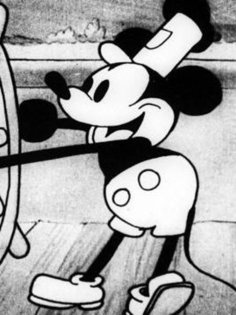 Một bức ảnh đen trắng cũ của chuột Mickey