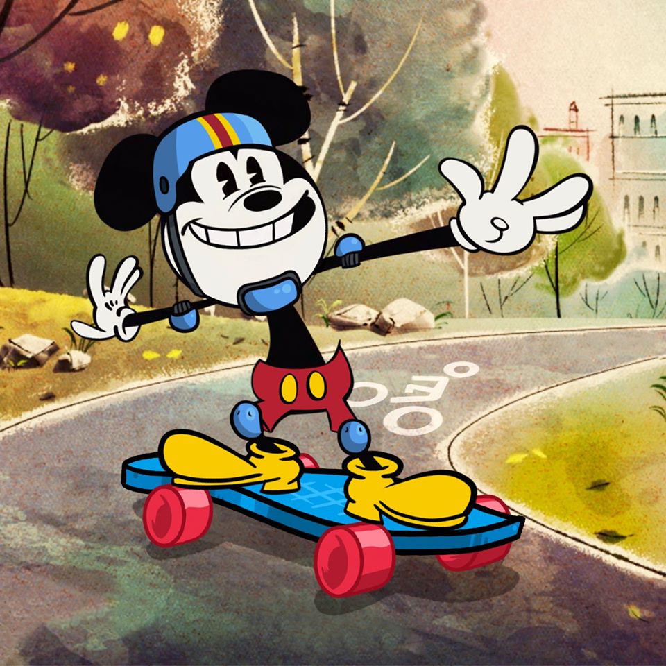 Cho Mickey chơi trượt ván