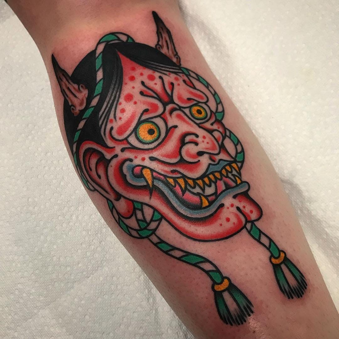 Tattoo hình mặt nạ quỷ Oni