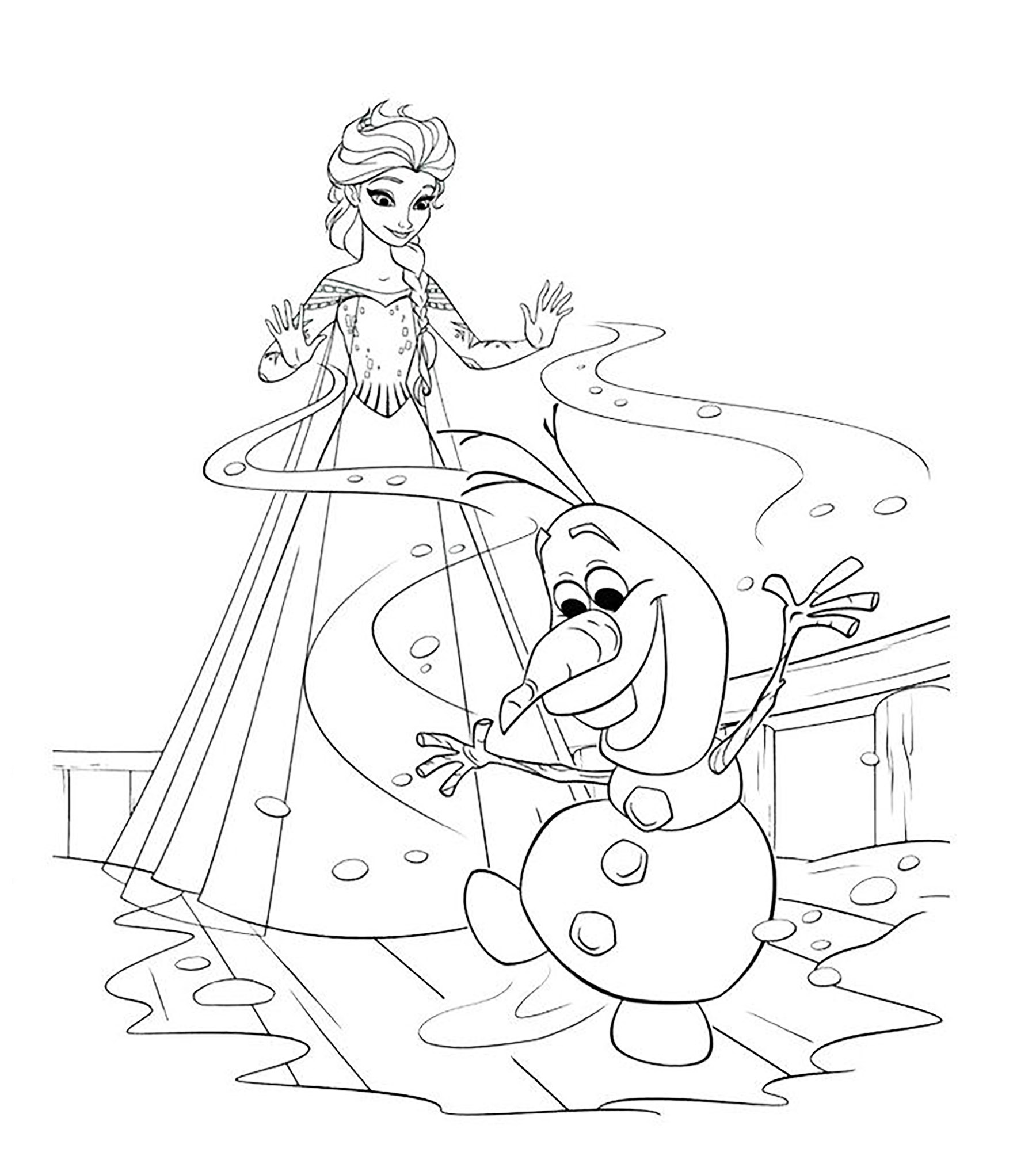 Trang tô màu công chúa Elsa dễ thương cho trẻ em