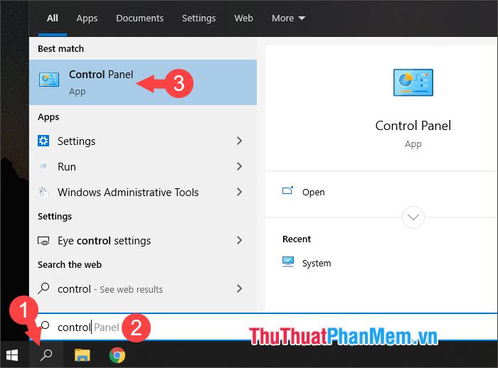 Cách vào Control Panel trên Win 10, cách truy cập Control Panel trên Windows 10