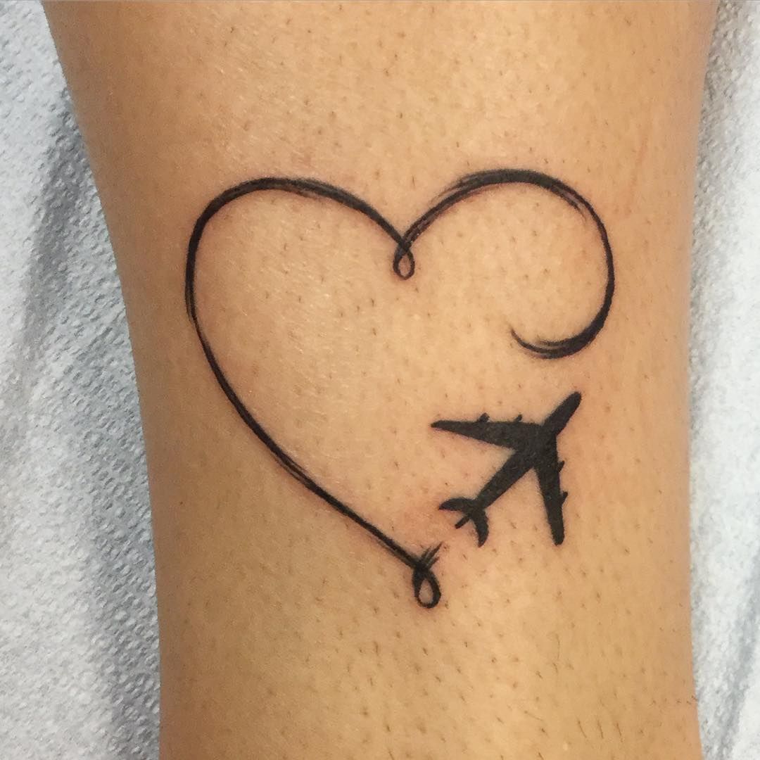 Hình Tattoo máy bay đẹp trái tim đẹp