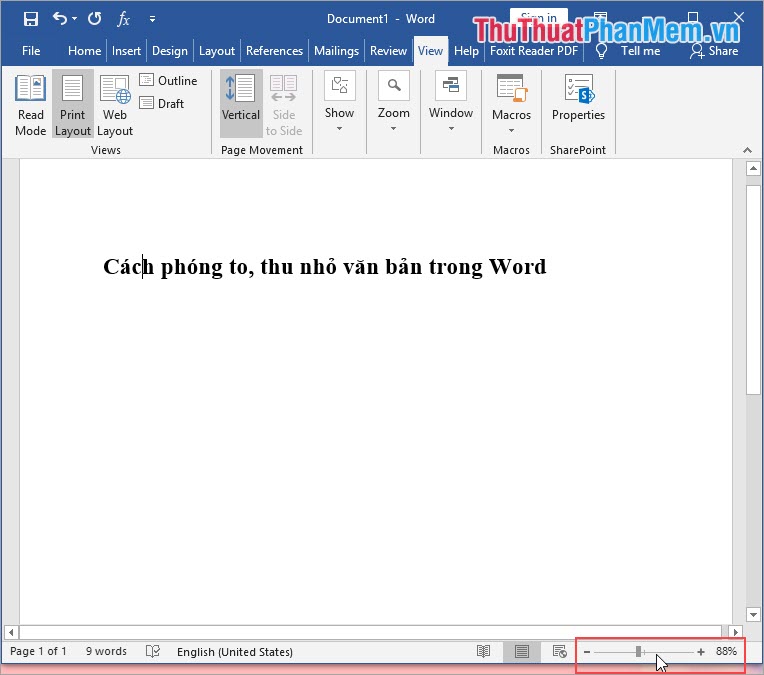 Phóng to thu nhỏ nhanh với con lăn trỏ chuột