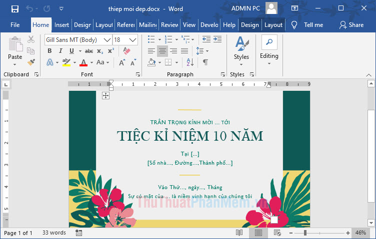 Các mẫu thiệp mời định dạng Word đẹp nhất