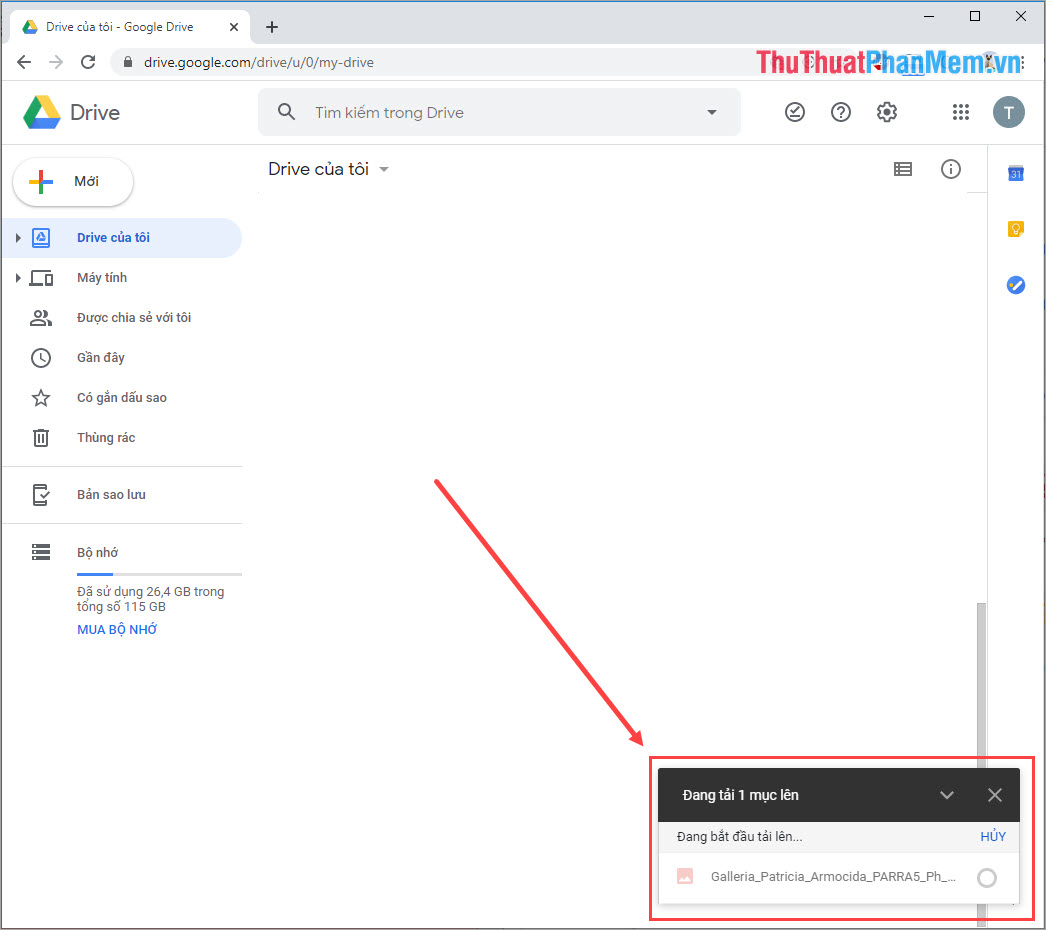 Google Drive sẽ tự động tải file lên cho các bạn