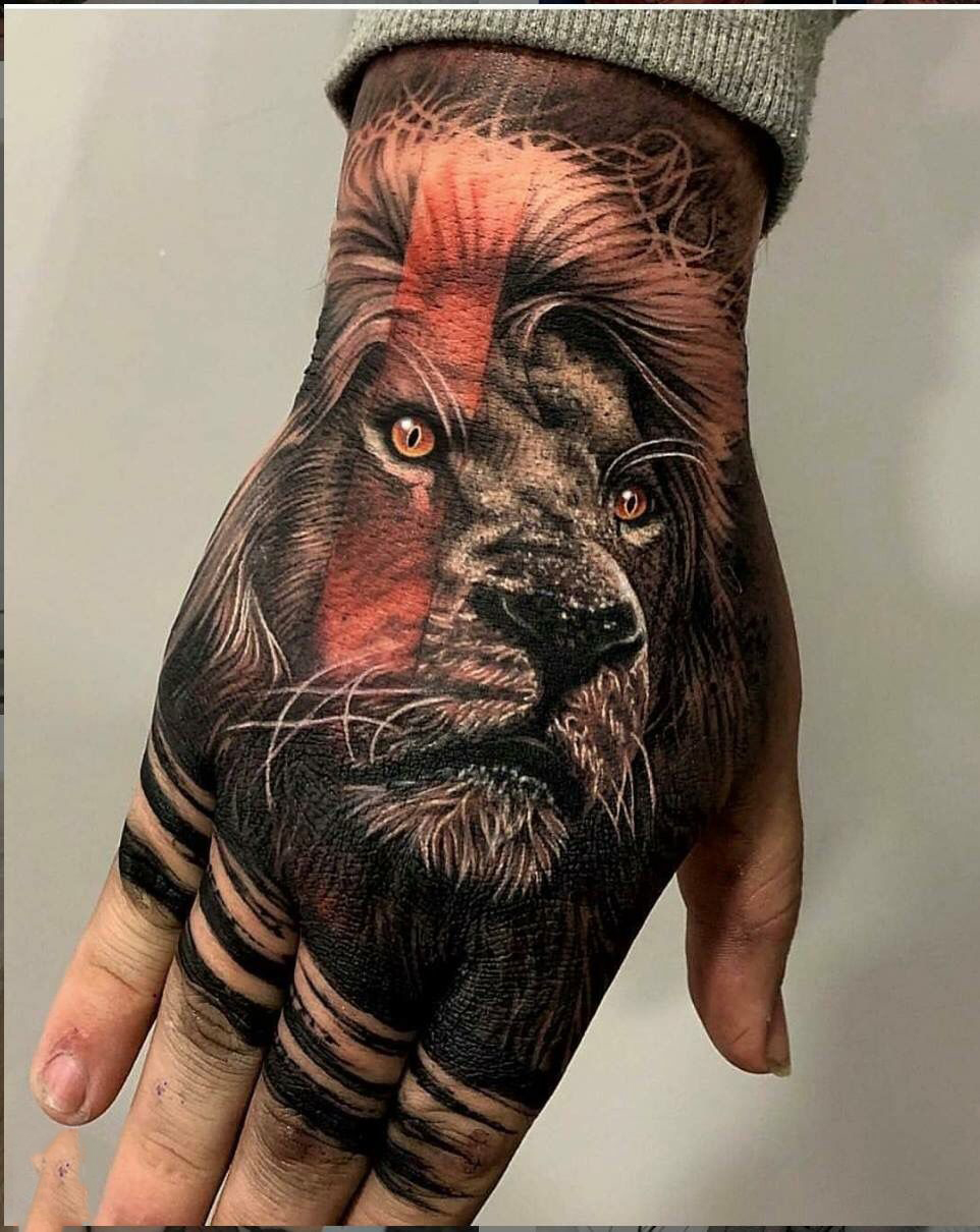 Hình xăm sư tử ở tay đẹp