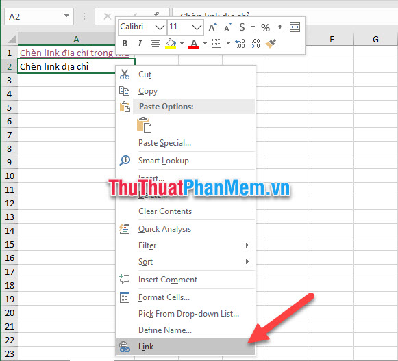Hướng dẫn cách chèn Link vào filel Excel