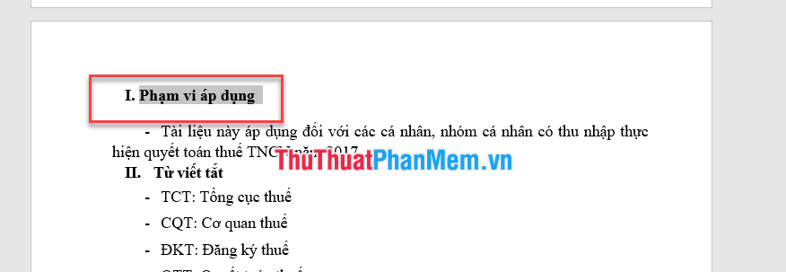 Bôi đen đoạn văn bản muốn tạo Bookmark