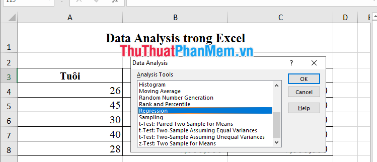 Data Analysis trong Excel