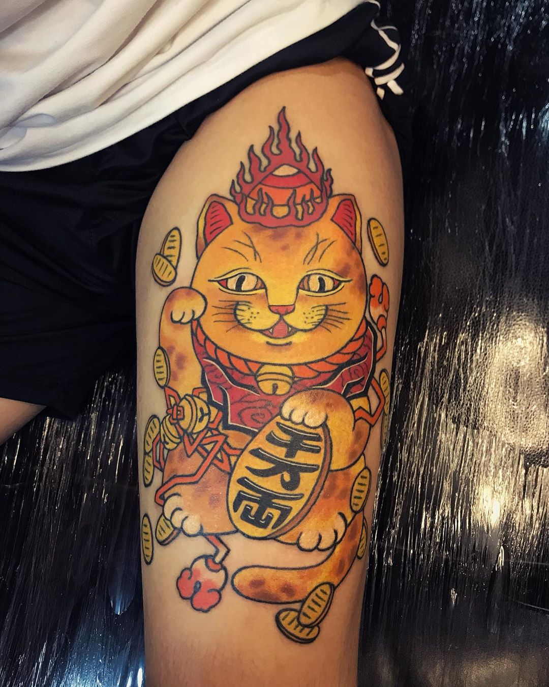 Tattoo mèo thần tài  cá chép st  Xăm Hình Nghệ Thuật  Facebook