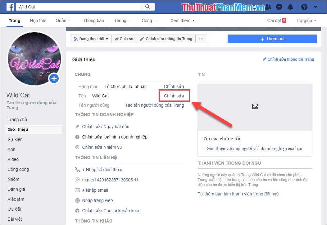 Hướng dẫn cách thay đổi tên trang Fanpage Facebook