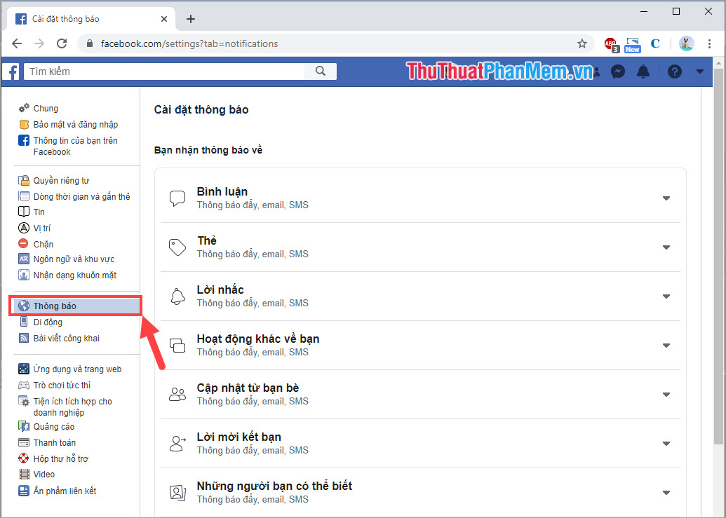 Cách bật thông báo Facebook trên Chrome